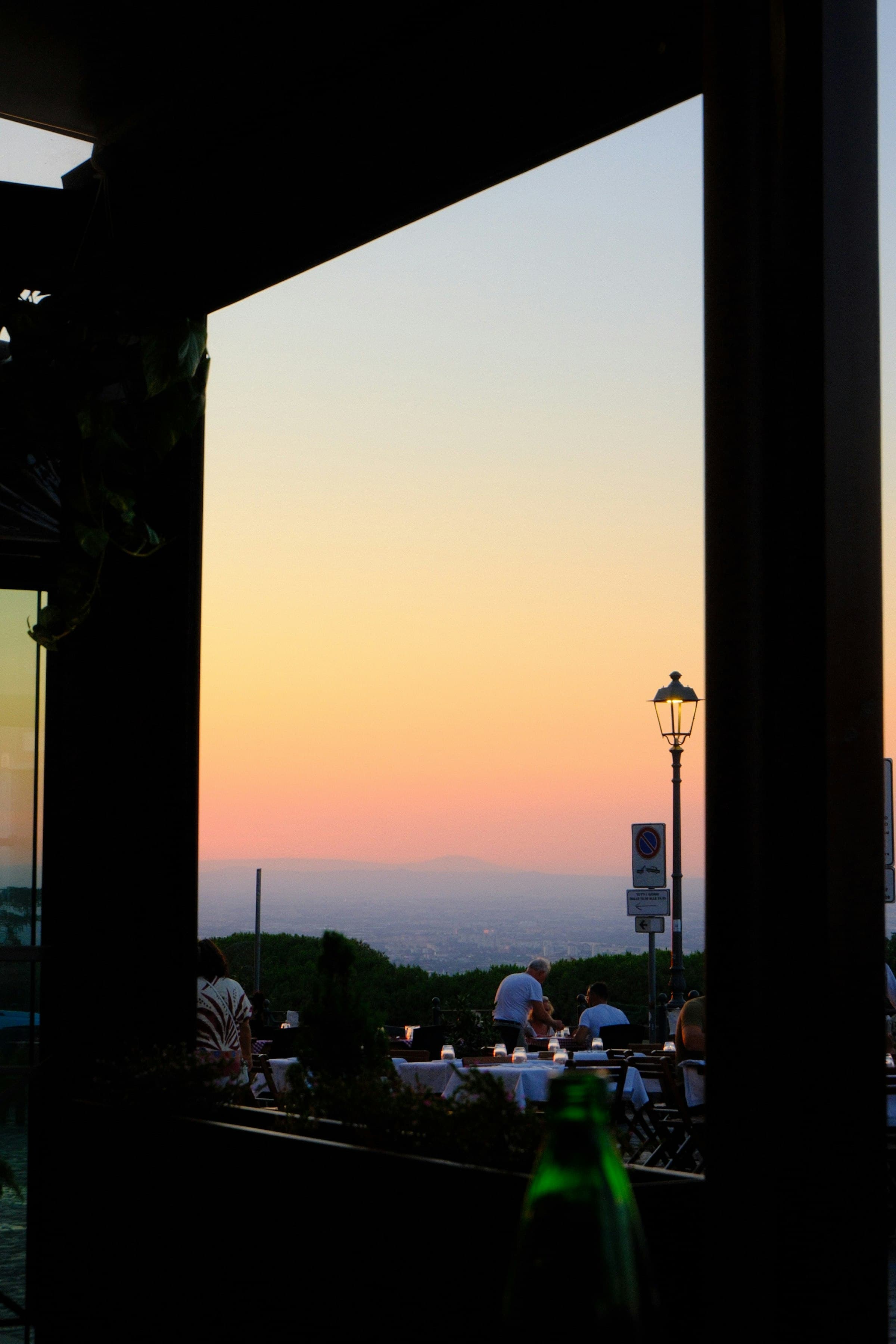 A family terrace at dusk